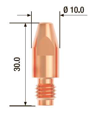 Fubag Контактный наконечник M8х30 мм ECU D=1.4 мм  (25 шт.) FB.CTM8.30-14 MAG фото, изображение